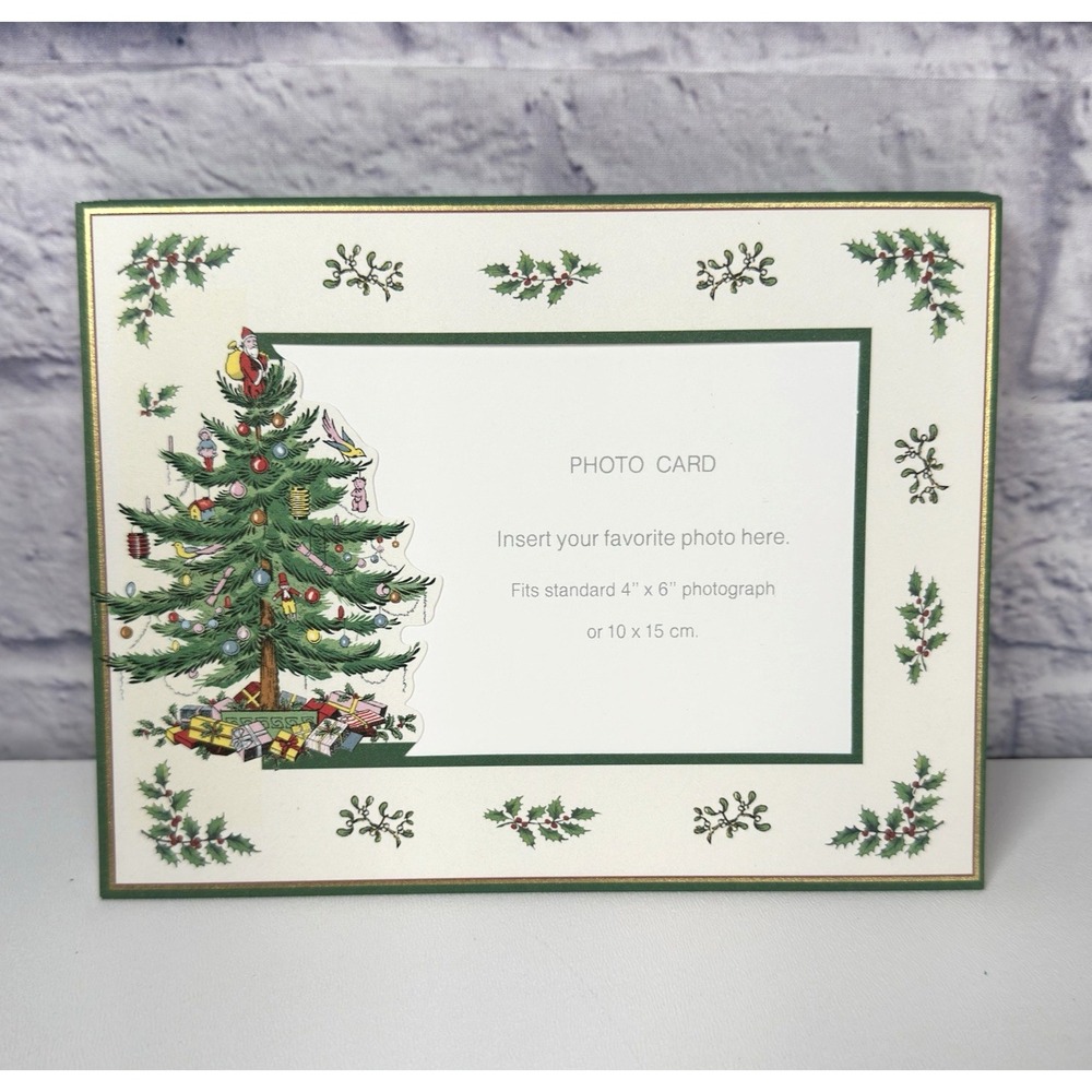 Caspari Spode Christmas‎ Tree Photo Cards 10 Ct Boxed with Envelopes NEW Vtg 4x6